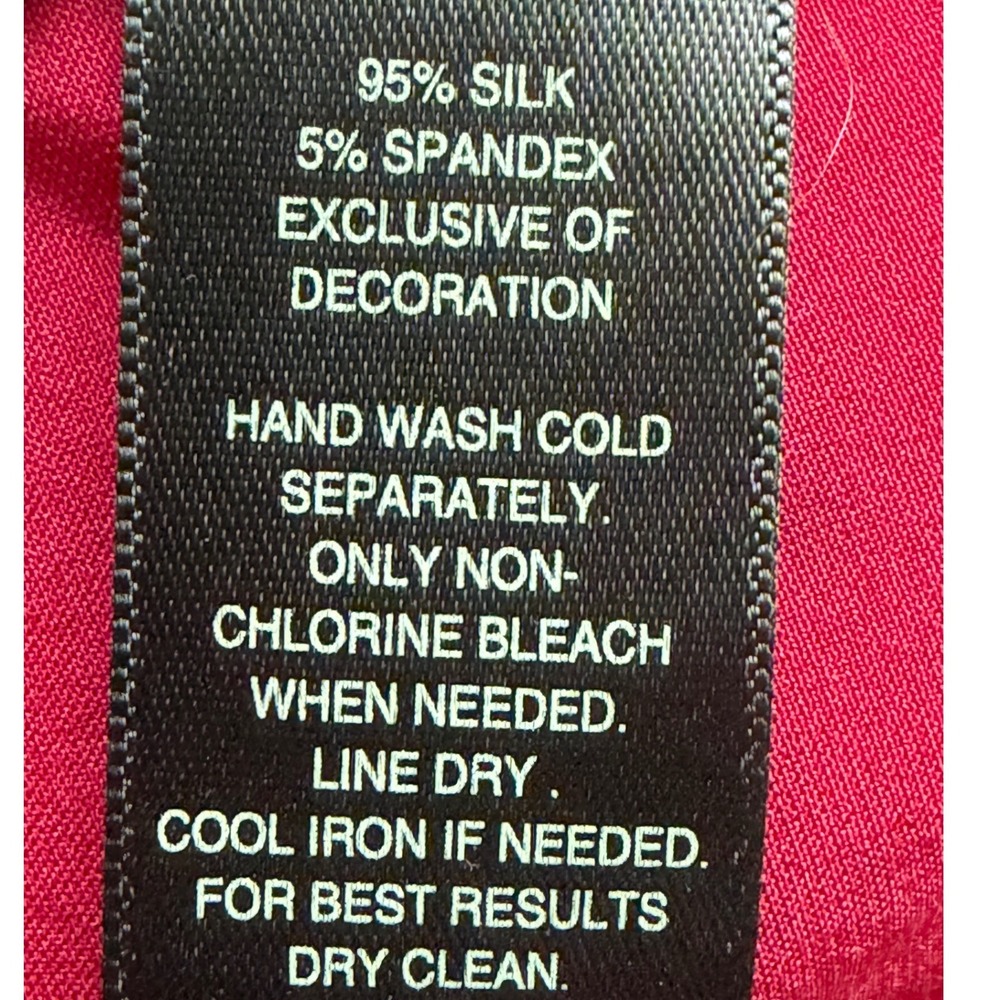 White House Black Market Silk Lace Blouse Womens Size 10 Red Coquette Y2K Glam - Picture 5 of 11
